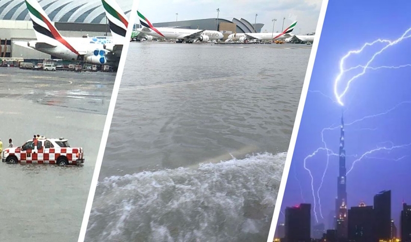 На Дубай обрушились ливни: затоплены аэропорт, отели и торговые центры. Видео , ОАЭ 