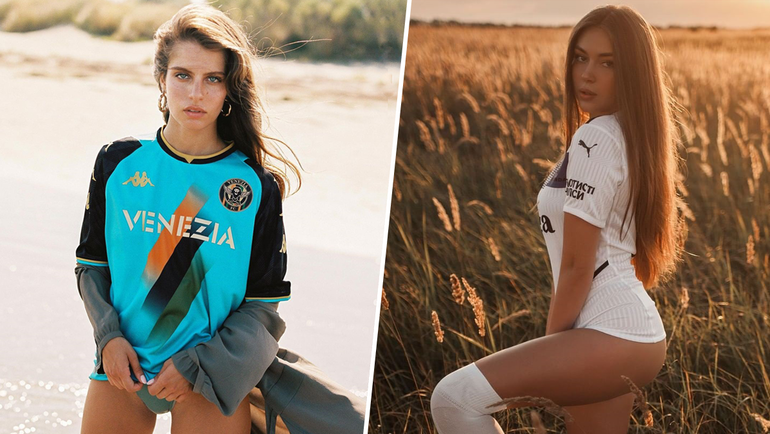 Новая мода: девушки-модели презентуют форму футбольных клубов
