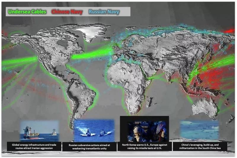 Пентагон показал карту активности ВМФ России и ВМС Китая